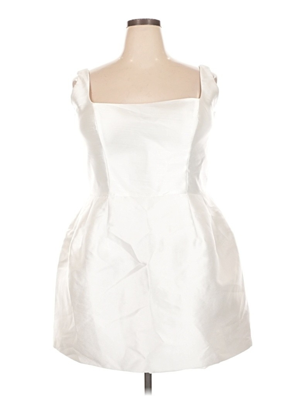UNTAMED PETALS Mona Mini Dress White Square-Neck Mini Bridal Dress Plus Size 20